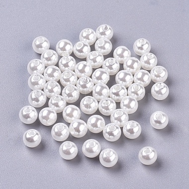 6mm White Round ABS Plastic Beads