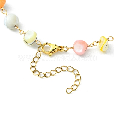 colliers de chaîne de perles de pépite de coquille naturelle(NJEW-JN04358)-3