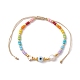 Colorful Glass Seed & Brass Braided Bead Bracelet(BJEW-JB10138)-3