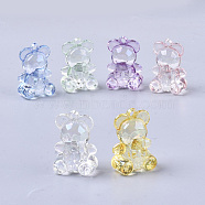 Transparent Acrylic Pendants, AB Color Plated, Bear, Mixed Color, 29x19.5x17.5mm, Hole: 2mm(X-PACR-R246-001)