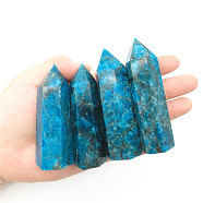 Point Tower Natural Blue Aventurine Home Display Decoration, Healing Stone Wands, for Reiki Chakra Meditation Therapy Decos, Hexagon Prism, 80~90mm(PW23030678501)