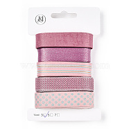 Polyester & Polycotton Ribbons Sets, for Bowknot Making, Gift Wrapping, Colorful, 5/8 inch(17mm), 5 styles, about 3.00 Yards(2.74m)/Style, 15 Yards/Set(SRIB-P022-01D-01)