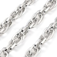 Aluminium Rope Chains, Unwelded, with Spool, Platinum, 19.5x12.5x2.5mm, about 16.40 Feet(5m)/Roll(CHA-C002-02P)