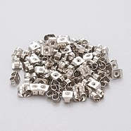 304 Stainless Steel Ear Nuts, Butterfly Earring Backs for Post Earrings, Stainless Steel Color, 5x3.5x2.5mm, Hole: 1mm(STAS-K203-02P)