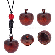 Rosewood Apple Box Jewelry Pendants, Apple Charm, with Screw Cap, for Diffuser, Saddle Brown, 24.5x21.5mm, Hole: 1.6mm, Inner Diameter: 15mm(WOOD-WH0027-64)