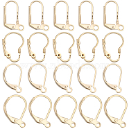 40Pcs 4 Style Brass Leverback Earring Findings, with Horizontal Loop, Real 24K Gold Plated, 15.5~16.5x10~11x1.5~4mm, 10Pcs/style(KK-BBC0010-44)