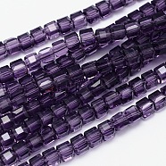 Faceted Cube Transparent Glass Beads Strands, Indigo, 5.5x5.5x5.5mm, Hole: 1mm, about 94pcs/strand, 20.4 inch(EGLA-E041-5mm-D11)