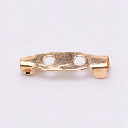 Iron Brooch Findings, Back Bar Pins, with 2 Holes, Light Gold, 5x20x4mm, Hole: 2mm, Pin: 0.5mm(IFIN-TAC0002-16KCG-03)