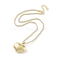 Rack Plating Brass Puffed Heart Pendant Necklaces for Women, Lead Free & Cadmium Free, Real 18K Gold Plated, 17.72 inch(45cm)(NJEW-D057-01G)