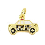 Rack Plating Brass Micro Pave Cubic Zirconia Pendants, with Enamel and Jump Ring, Cadmium Free & Lead Free, Long-Lasting Plated, Car Charm, Real 18K Gold Plated, 10x14x1.5mm, Hole: 3.5mm(KK-U021-05G)