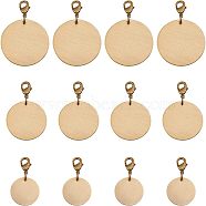 SUPERFINDINGS 12Pcs 3 Style Brass Pendants, Stamping Blank Tag, with Lobster Claw Clasps, Flat Round, Antique Bronze, 4pcs/style(HJEW-FH0001-11)