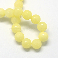 Natural Dyed Yellow Jade Gemstone Bead Strands, Round, Champagne Yellow, 8mm, Hole: 1mm, about 50pcs/strand, 15.7 inch(X-G-R271-8mm-Y06)