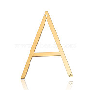 201 Stainless Steel Links connectors, Letter, Golden, Letter.A, 37x28x1mm, Hole: 1mm(STAS-S105-T546D-A)