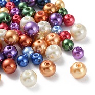 Glass Pearl Round Beads, Mixed Style, Mixed Color, 6~8mm, Hole: 1mm(HY-X0003)