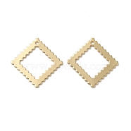 Rhombus Brass Pendants, Long-Lasting Plated, Rack Plating, Real 14K Gold Plated, 18.5x18.5x0.7mm, Hole: 1.2mm(KK-G480-05LG)