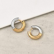 201 Stainless Steel Two Tone Hoop Earrings, with 304 Stainless Steel Pins, Real 18K Gold Plated, 20x4mm(EJEW-Q002-01G-05)