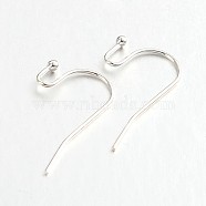 Brass Earring Hooks for Earring Designs, Ear Wire, Lead Free & Cadmium Free, Silver Color Plated, 21x12mm, Pin: 0.7mm(X-KK-M142-01S-RS)