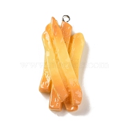 Imitaiton Food Resin Pendants, with Platinum Plated Iron Loops, French Fries, 42.5x17x12mm, Hole: 2mm(FIND-B035-04C)