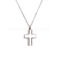 Non-Tarnish Stainless Steel Pendant Necklaces, Urn Ashes Necklaces, Cross, Stainless Steel Color, 19.69 inch(50cm)(PW-WG93278-01)