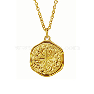 Star Stainless Steel Pendant Necklace with Cable Chains, Real 18K Gold Plated, 17.72 inch(45cm)(UG2182-1)