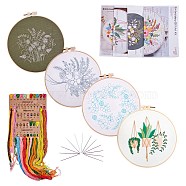 4 Sets 4 Style Embroidery Tool Accessories, Plastic Cross Stitch Embroidery Hoops, with Iron Screws and Cotton Cloth, Mixed Color, 1 set/style(DIY-SZ0003-20)