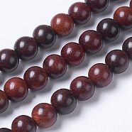 Natural Burmese Rosewood Beads Strands, Round, Coconut Brown, 6mm, Hole: 1mm, about 63pcs/strand, 15.5 inch(39.5cm)(X-WOOD-J001-03-6mm)