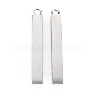 304 Stainless Steel Pendants, Rectangle, Stainless Steel Color, 35x5x5mm, Hole: 2mm(STAS-N095-060)