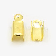 Iron Folding Crimp Ends, Fold Over Crimp Cord Ends, Golden, 13.5x5x4mm, Hole: 1mm, inner measure: 4mm wide(IFIN-ZX999-G)