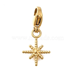 Star 304 Stainless Steel Pendant Decorations, Ion Plating(IP), with Lobster Claw Clasp, Real 14K Gold Plated, 23mm(STAS-R159-36G)