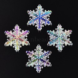 AB Color Transparent Acrylic Chandelier Component Links, Snowflake, Colorful, 46x46x6mm, Hole: 2mm(TACR-T028-25B)