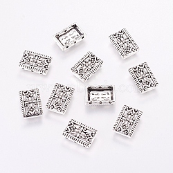 Tibetan Style Multi-Strand Links, Lead Free and Cadmium Free, Rectangle, Antique Silver, about 17mm long, 12mm wide, 3mm thick, hole: 1.5mm(X-LF0381Y)