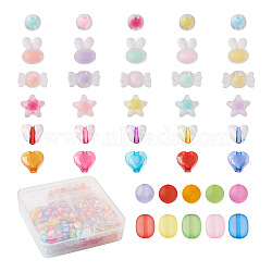 400Pcs 8 Style Acrylic Beads, Rabbit & Round & Candy & Star & Oval & Heart, Mixed Color, 50pcs/style(TACR-PJ0001-02)