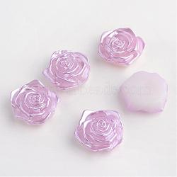 ABS Plastic Imitation Pearl Cabochons, Flower, Plum, 17x17.5x6.5mm, about 200pcs/bag(OACR-S004-Z11)