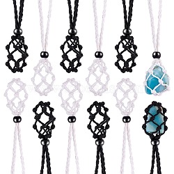 Braided Waxed Cotton Thread Cords Macrame Pouch Necklace Making, Adjustable Glass Beads Interchangeable Stone Necklace, Mixed Color, 30 inch(76cm), 2 colors, 6pcs/color, 12pcs/set(AJEW-SW00019)