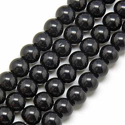 Glass Beads Strands, Imitation Jade Beads, Round, Black, 6mm, Hole: 1mm, about 50pcs/strand, 13 inch(GR6mm27Y)