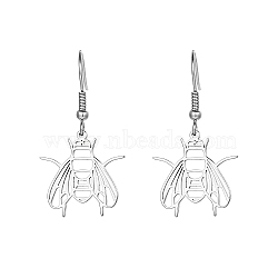 Non-Tarnish 304 Stainless Steel Dangle Earrings, Hollow Insect, Stainless Steel Color, No Size(ZJ9451-2)