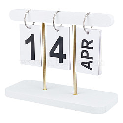 Wood Flip Perpetual Desk Calendar, with Iron Ring, School Office Supplies, Small Desk Decoration, White, 210x80x150mm(DJEW-WH0039-83B)