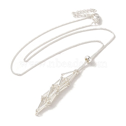 Rack Plating Brass Macrame Pouch Necklace Making for Gemstone Nuggets, with Lobster Claw Clasps and Silicone Beads, Long-Lasting Plated, Cadmium Free & Lead Free, Silver, 17.72 inch(45cm)(KK-M285-02B-S)