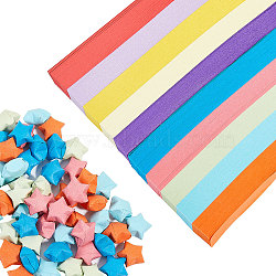 1350Pcs 10 Colors Lucky Star Origami Paper, Folding Strips, for DIY Craft, Mixed Color, 238x10x0.1mm(DIY-WH0349-211)