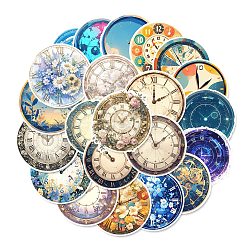 Clock Paper Stickers, for Scrapbooking, Travel Diary Craft, Mixed Color, 60mm, 50pcs/set(DIY-H173-20)