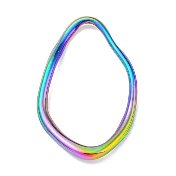Ion Plating(IP) 304 Stainless Steel Linking Rings, Irregular Oval, Rainbow Color, 46x29.5x5.5mm, Inner Diameter: 40x23mm