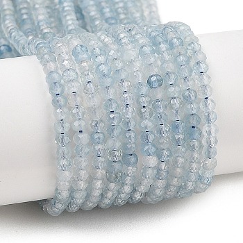 Natural Aquamarine Beads Strands, Grade A, Faceted, Rondelle, 3x2~2.5mm, Hole: 0.6mm, about 165pcs/strand, 15.35 inch(39cm)