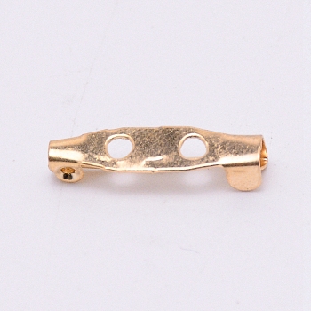 Iron Brooch Findings, Back Bar Pins, with 2 Holes, Light Gold, 5x20x4mm, Hole: 2mm, Pin: 0.5mm