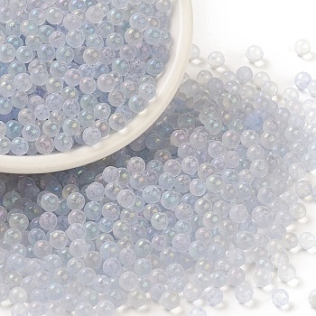 Luminous Transparent Glass Seed Round Beads, No Hole/Undrilled, Grade A, Light Grey, 3~3.5mm, about 7500pcs/bag