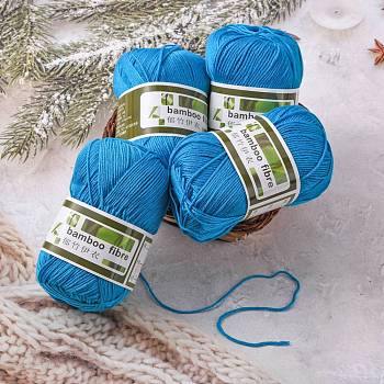 Soft Baby Yarns, with Bamboo Fibre and Silk, Deep Sky Blue, 1mm, about 50g/roll, 6rolls/box