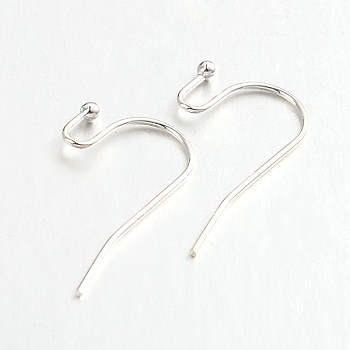 Brass Earring Hooks for Earring Designs, Ear Wire, Lead Free & Cadmium Free, Silver Color Plated, 21x12mm, Pin: 0.7mm