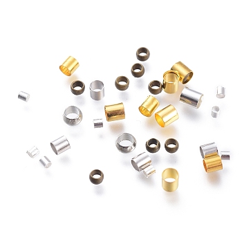 Brass Crimp Beads, Rondelle & Column, Mixed Color, 1.5~3x1.5~3mm, Hole: 1~2.5mm