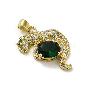 Real 18K Gold Plated Green Leopard Brass+Cubic Zirconia Pendants