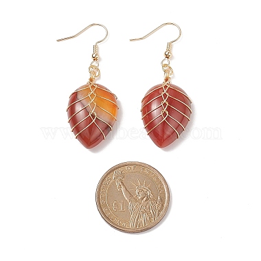 4 Pairs 4 Color Natural Dyed Banded Agate/Striped Agate Teardrop Dangle Earrings(EJEW-JE05093)-2