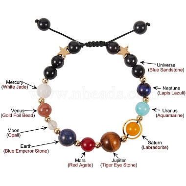 Round Natural Mixed Stone Braided Bead Bracelet Sets(BJEW-SW00009)-2